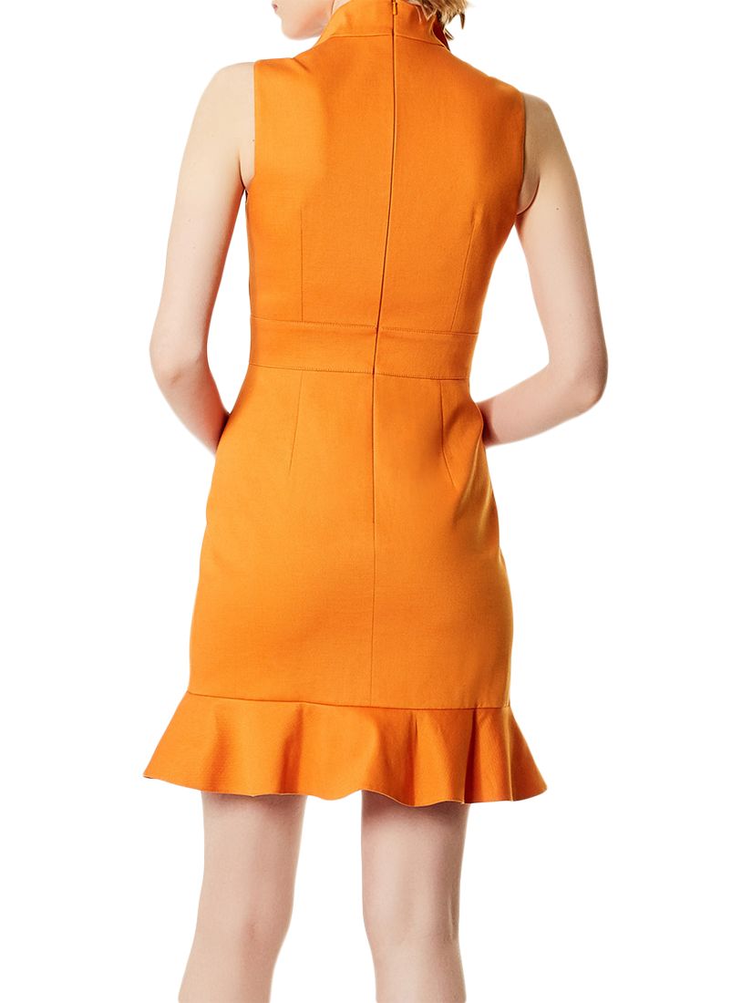 karen millen orange ruffle dress