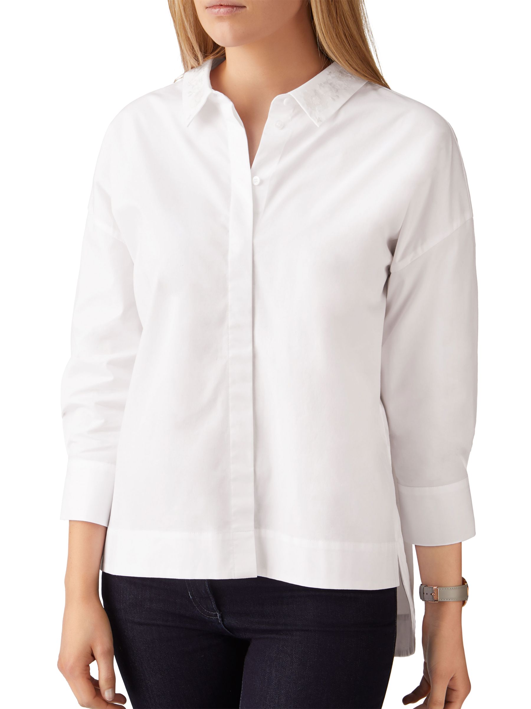 Pure Collection Cotton Embellished Shirt, White