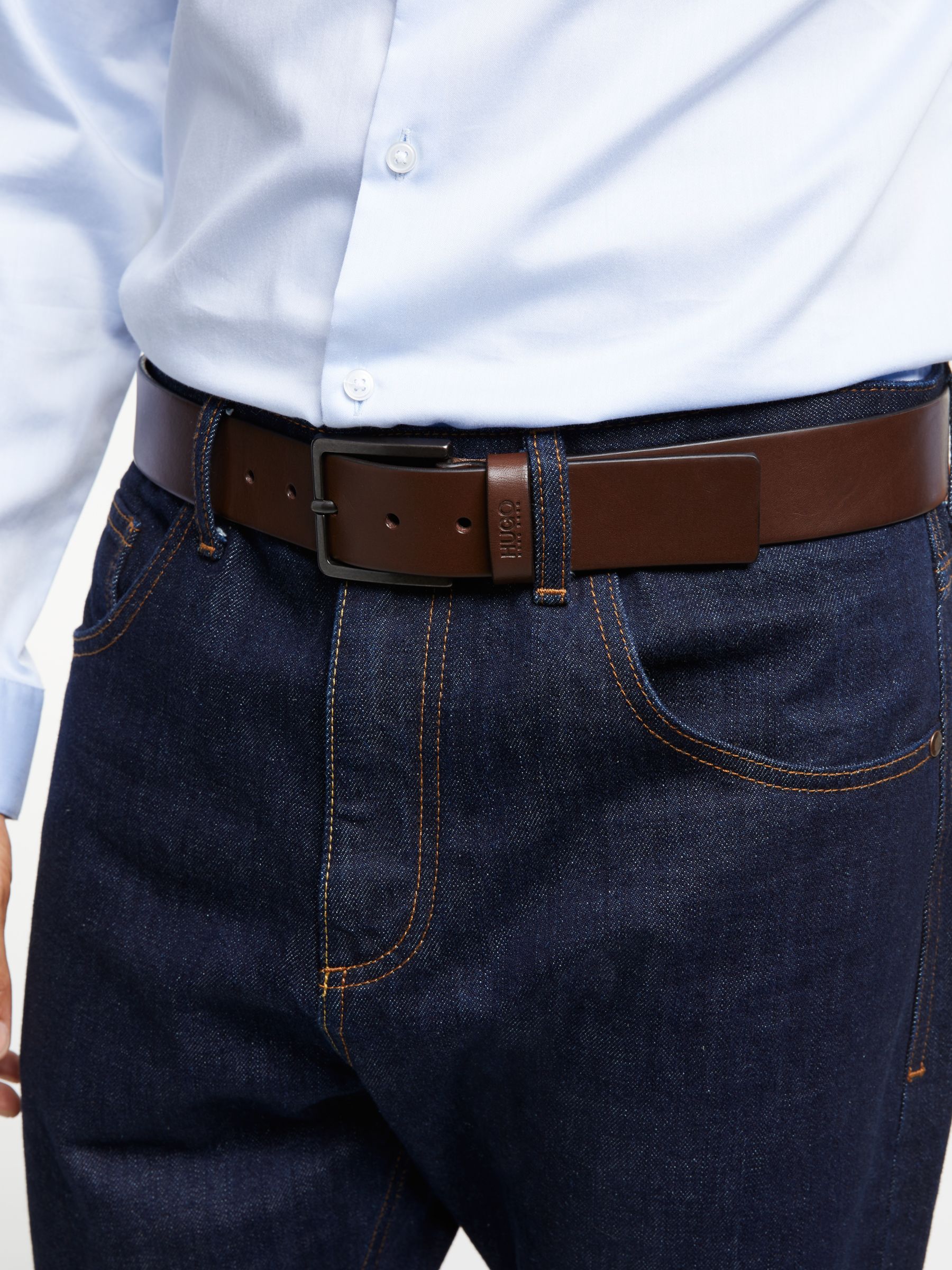 Hugo Boss Gionio Leather Belt, Brown 