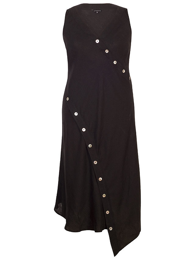 Chesca Button Detail Linen Dress, Black, 16