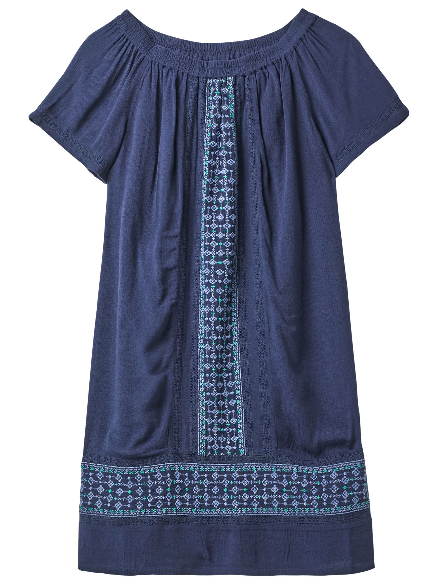 White Stuff Splash Embroidered Dress, Navy