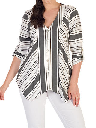 Chesca Diagonal Striped Jacket, White/Black