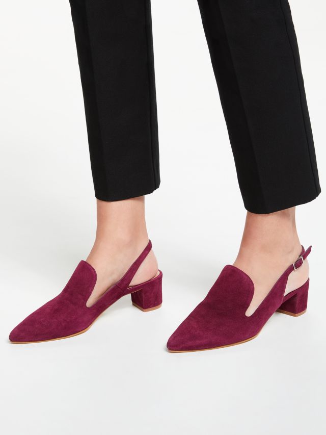 John Lewis & Partners Anna Slingback Loafers, Red Suede, 6