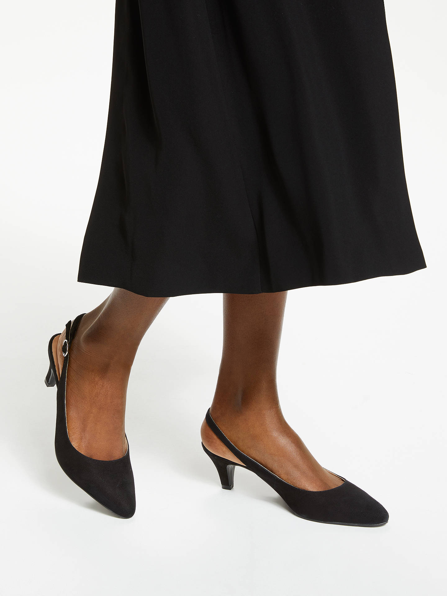 John Lewis & Partners Grace Slingback Court Shoes, Black Suede at John ...