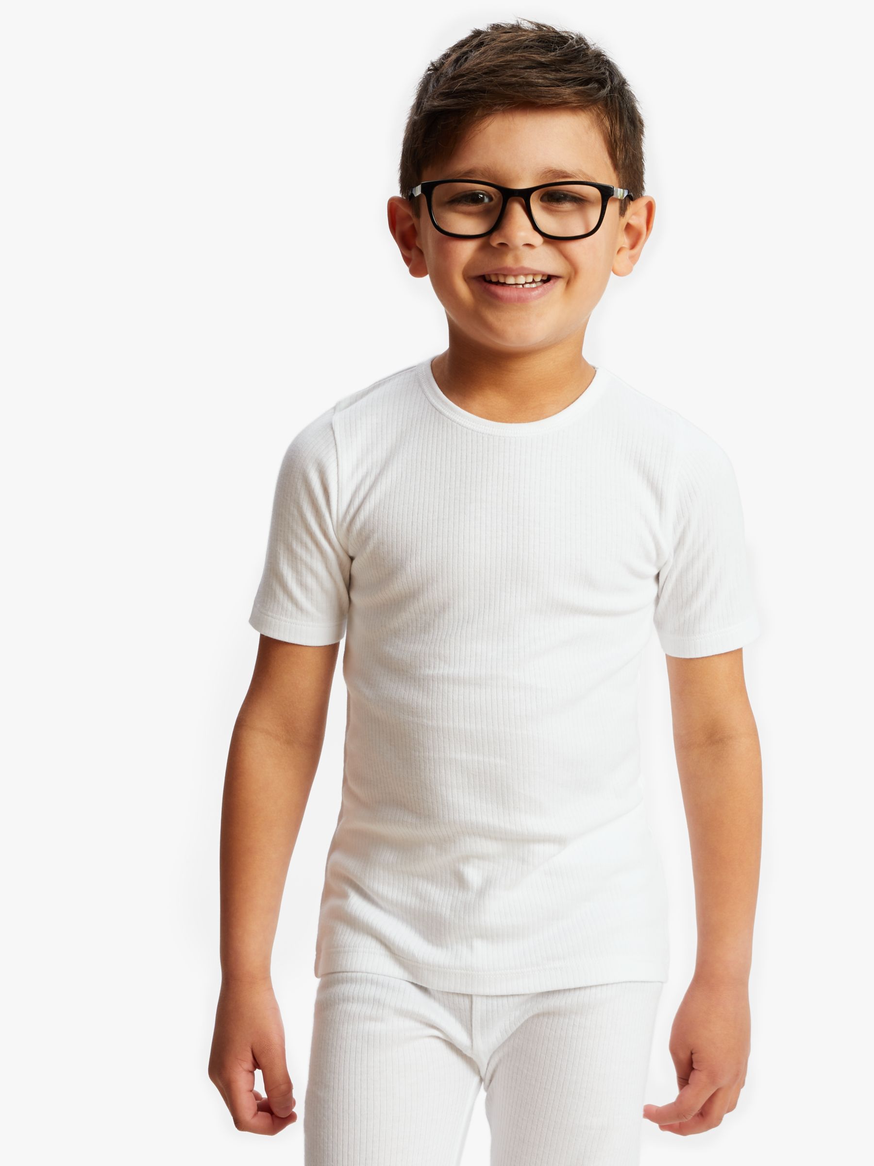 John Lewis Kids' Thermal Short Sleeve Top, Pack of 2, White, 2-3 years