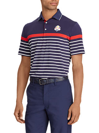 Polo Golf By Ralph Lauren Ryder Cup Stripe Polo Shirt, Navy/Pure White