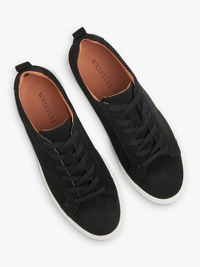 Whistles Koki Lace Up Trainers, Black Suede at John Lewis & Partners