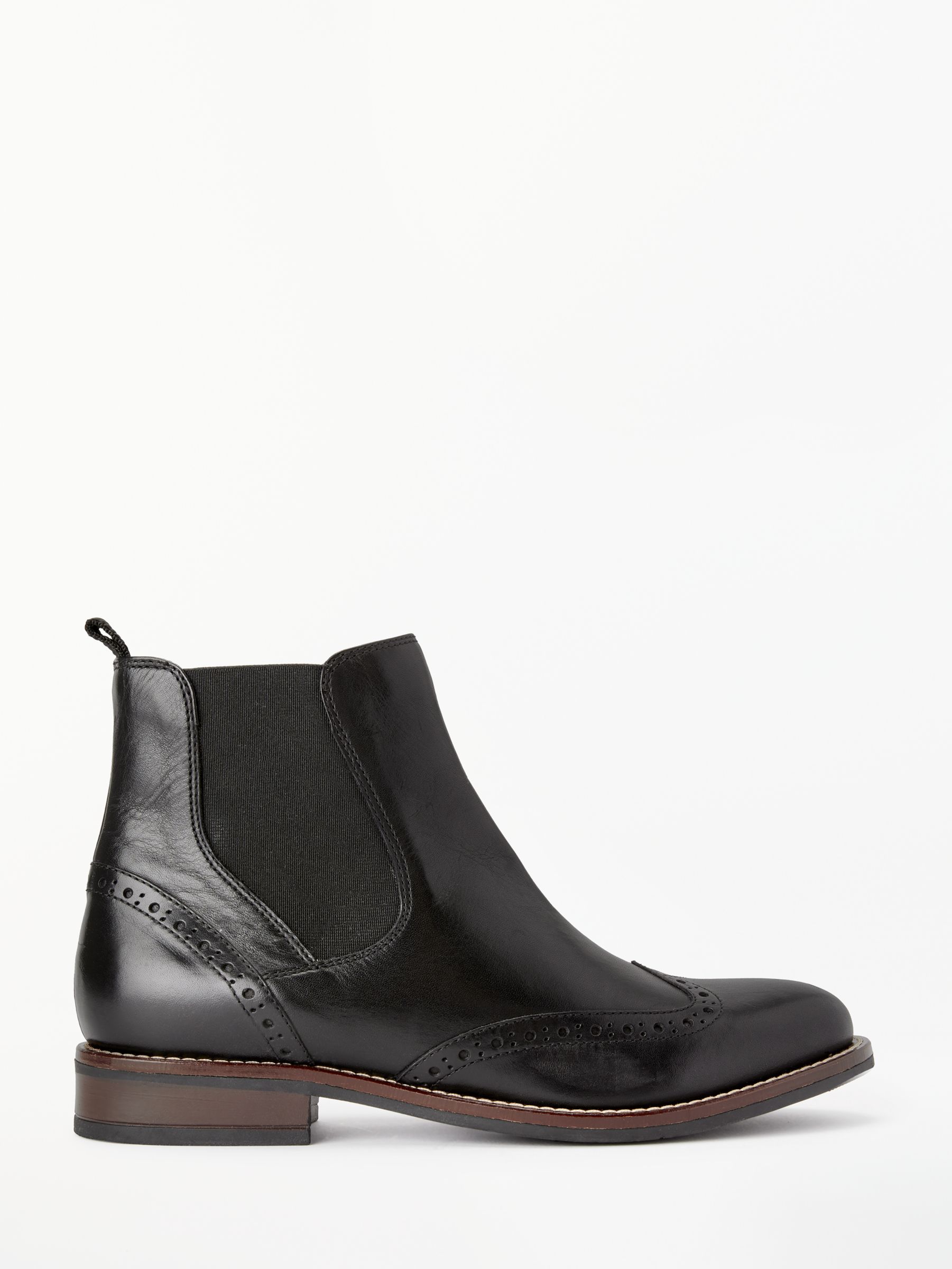 John Lewis Phoebe Brogue Detail Chelsea Boots, Black Leather, 3