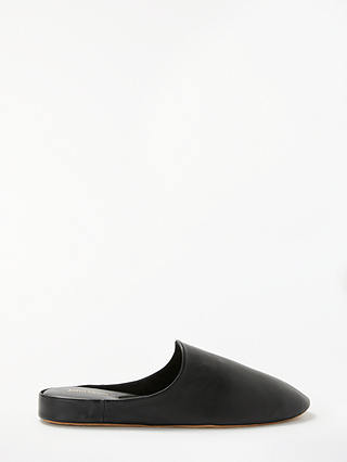 John Lewis & Partners Madrid Leather Mule Slippers, Black