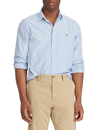 Polo Ralph Lauren Long Sleeve Check Shirt, Steel Blue/White