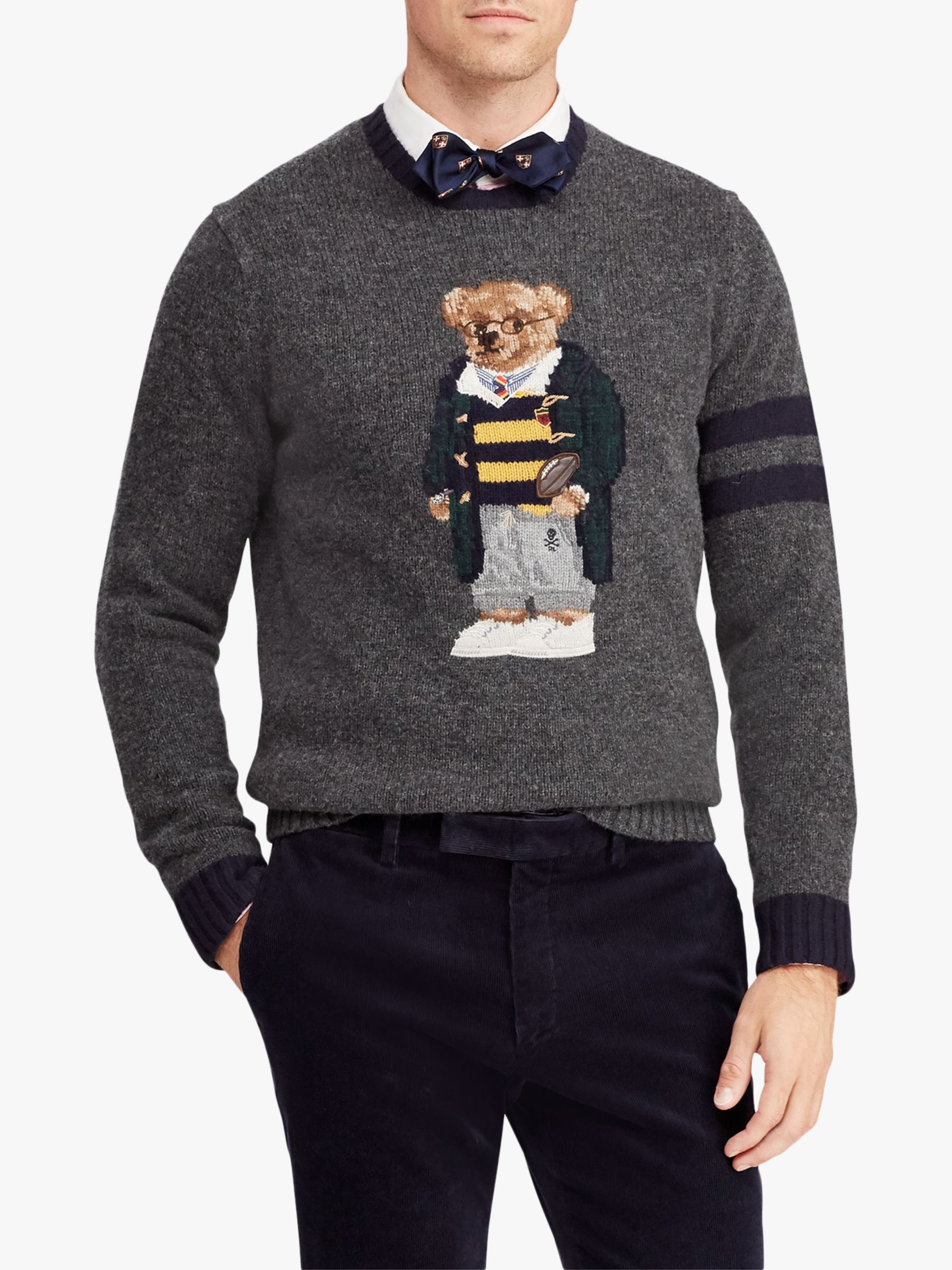 ralph lauren teddy bear sweater grey