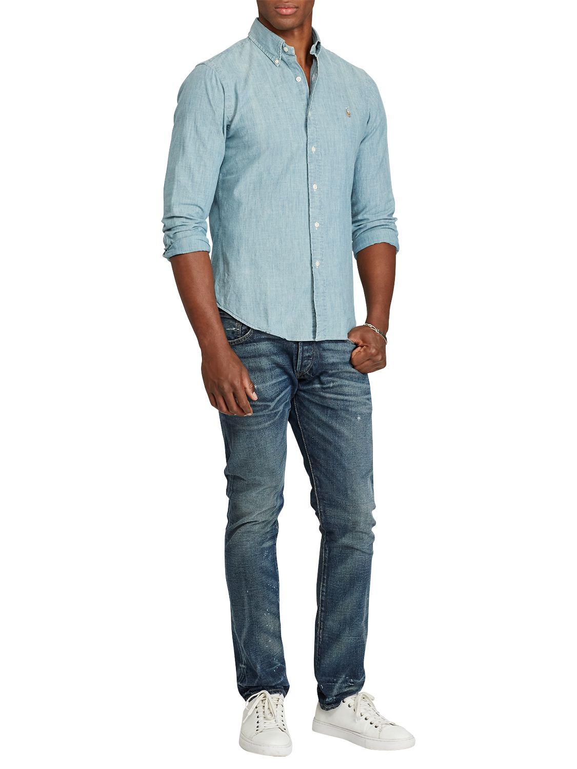 Daarom Net zo mannetje Polo Ralph Lauren Chambray Slim Fit Shirt, Chambray at John Lewis & Partners