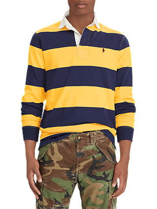 Polo Ralph Lauren Striped Rugby Jersey Top, Gold Bugle/Navy
