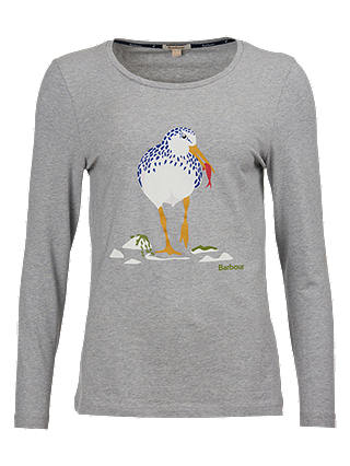 Barbour Coastal Boscombe Seagull Print T-Shirt, Grey Marl