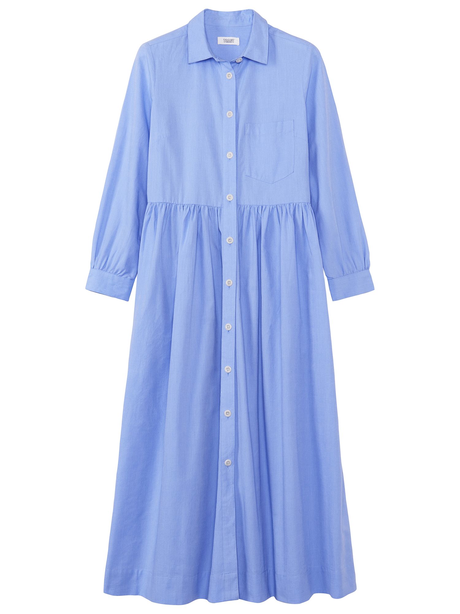 Collared Linen Dress in Oxford Chambray