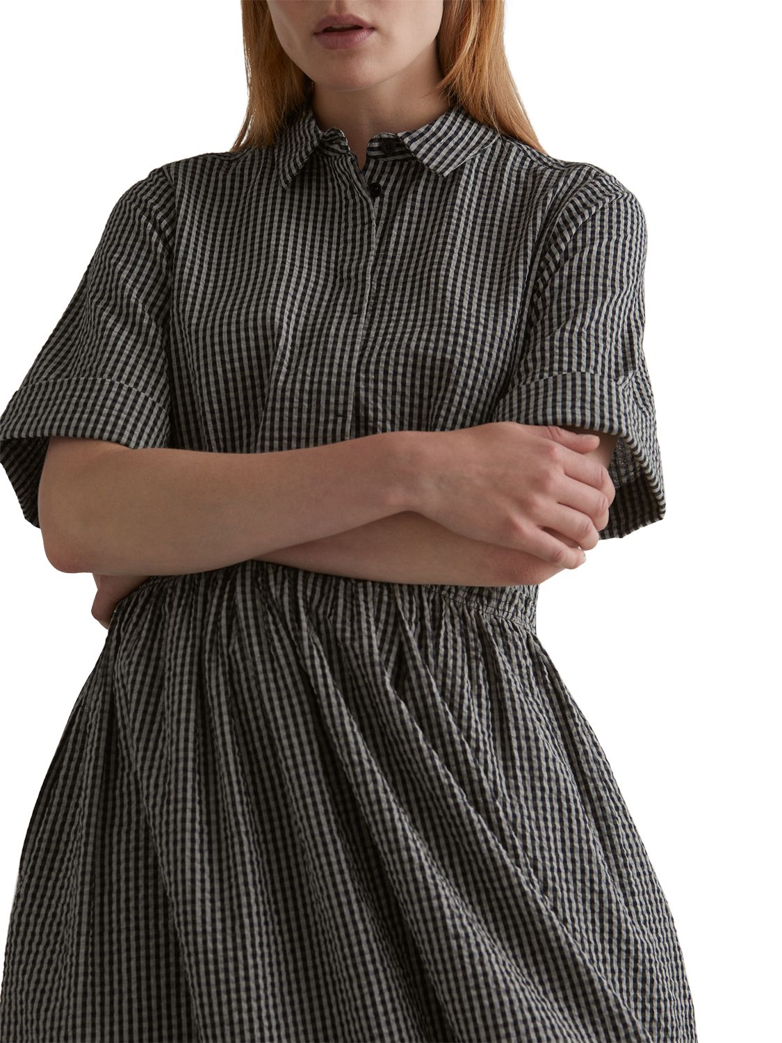 TOAST - SQUARE COLLAR GINGHAM DRESS · Crafted from a checked