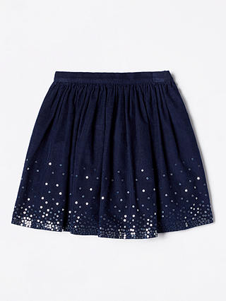 John Lewis & Partners Girls' Corduroy Sequin Skirt, Navy