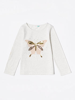 John Lewis & Partners Girls' Butterfly T-Shirt, Cream