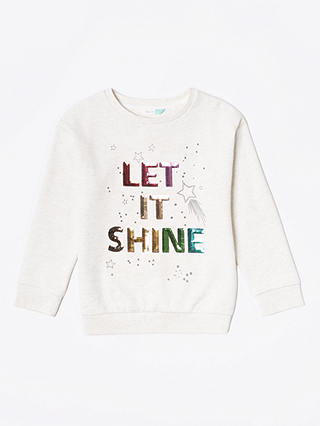 John Lewis & Partners Girls' Sequin Let It Shine Sweatshirt, Cream