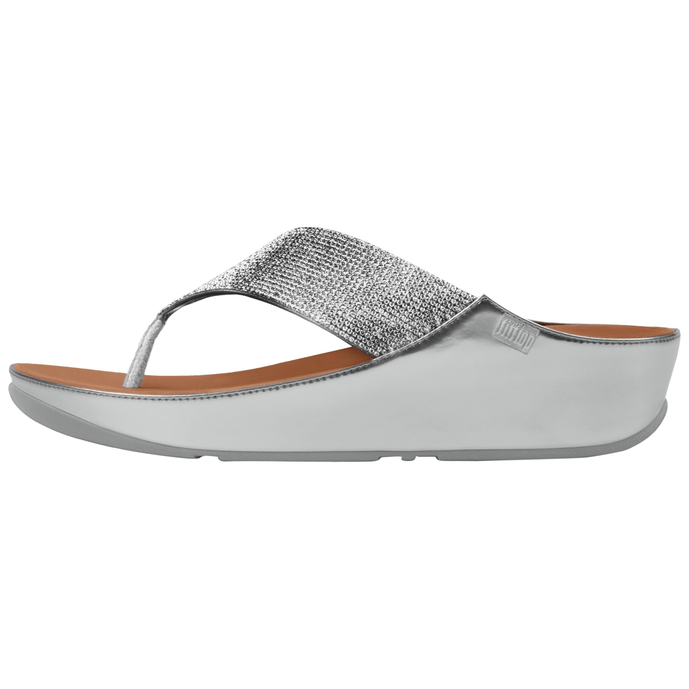 FitFlop Crystall Toe Post Sandals, Silver