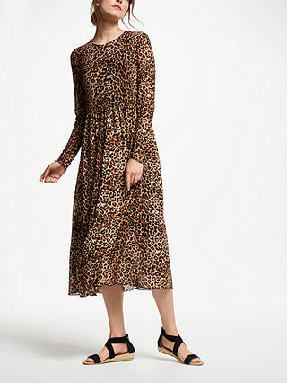 Numph Freja Leopard Print Smock Dress, Bread