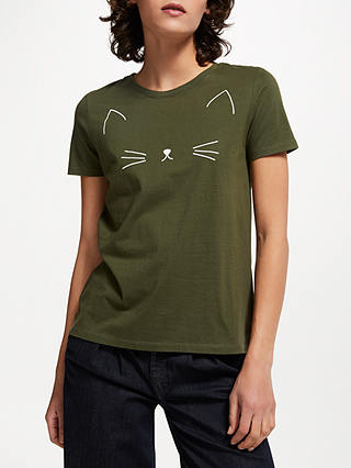 People Tree Meow T-Shirt, Khaki