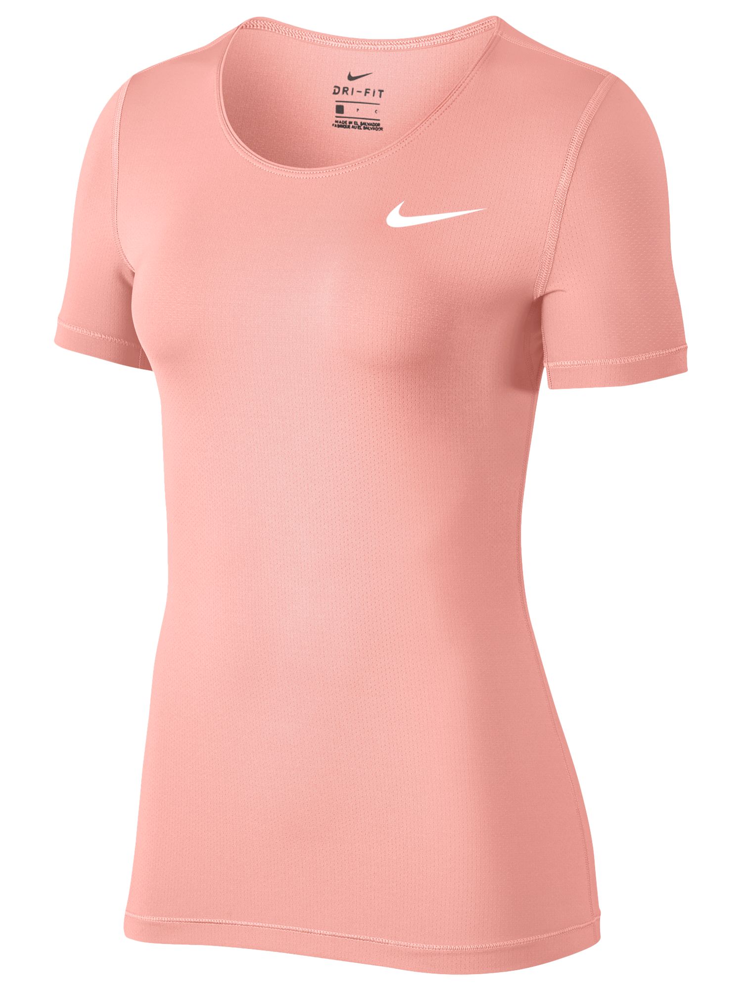 Nike Allover Mesh Short Sleeve Training Top, Storm Pink/White