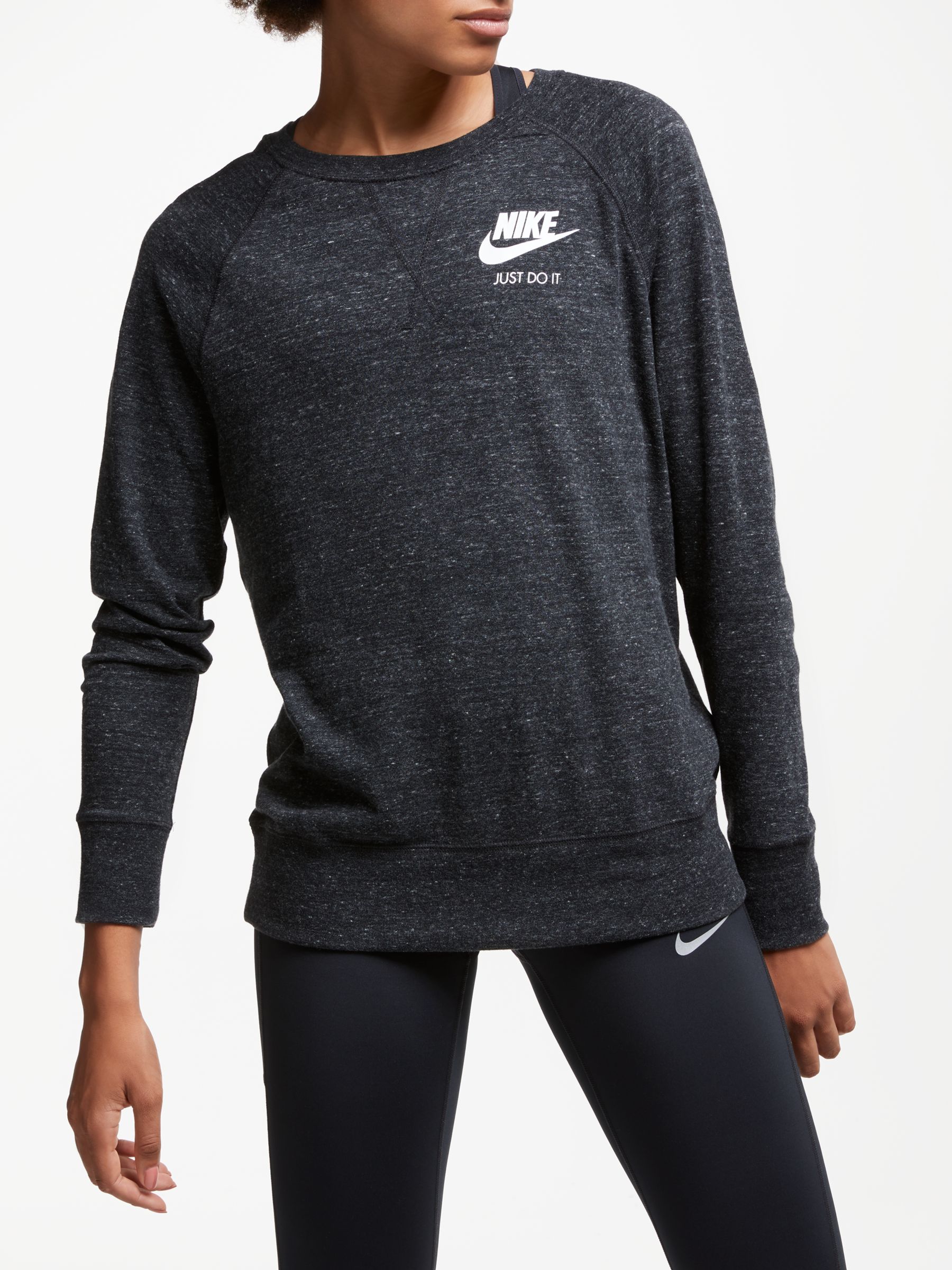 Nike Sportswear Vintage Crew Sweatshirt, Black/Sail at John Lewis ...