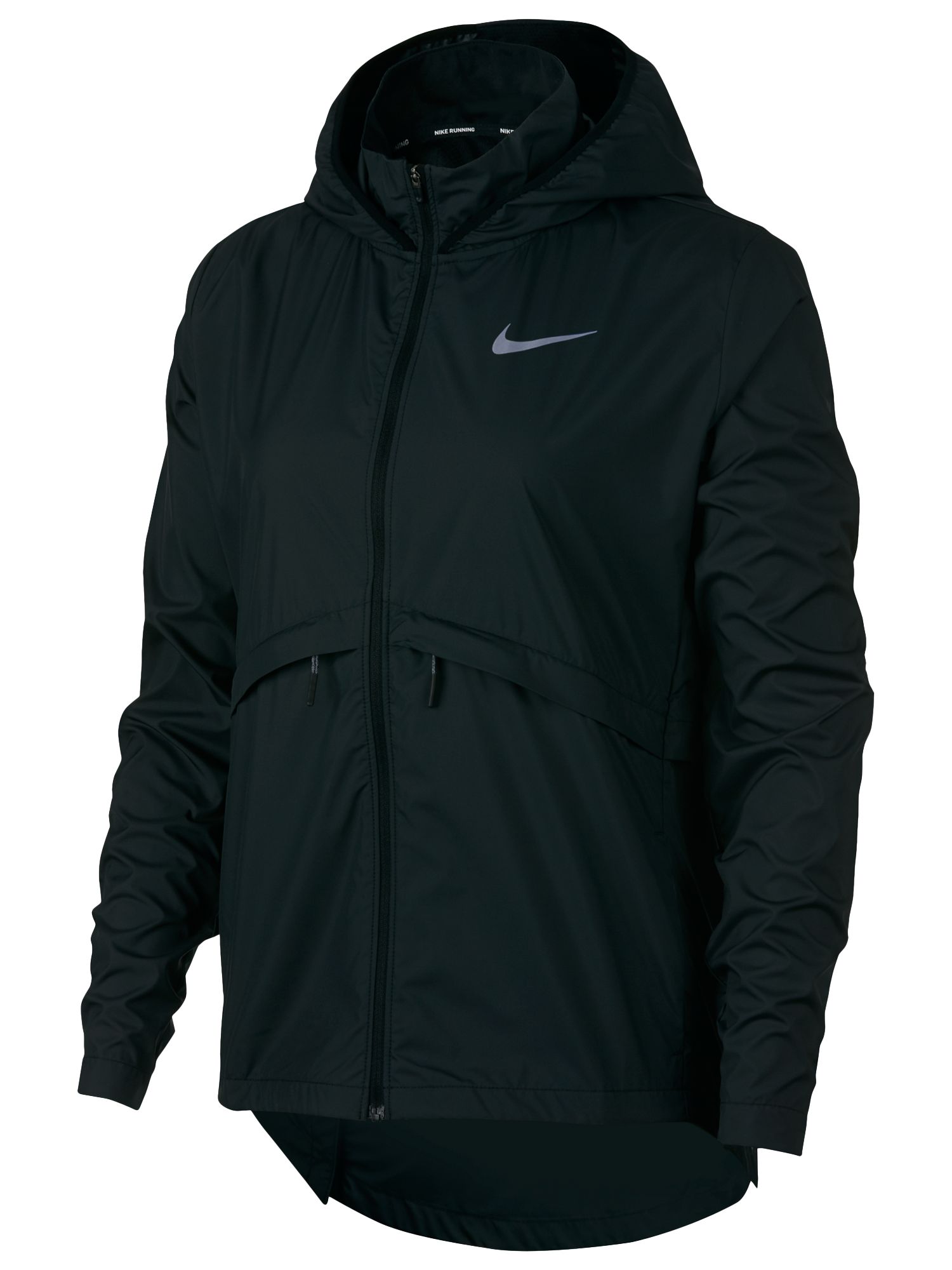 Nike Essential Hooded Women's Running Jacket, Black at John Lewis