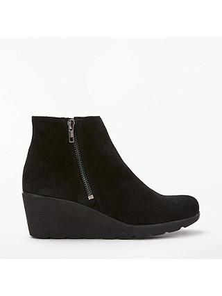 John Lewis & Partners Designed for Comfort Pamela Wedge Heel Ankle Boots, Black Suede