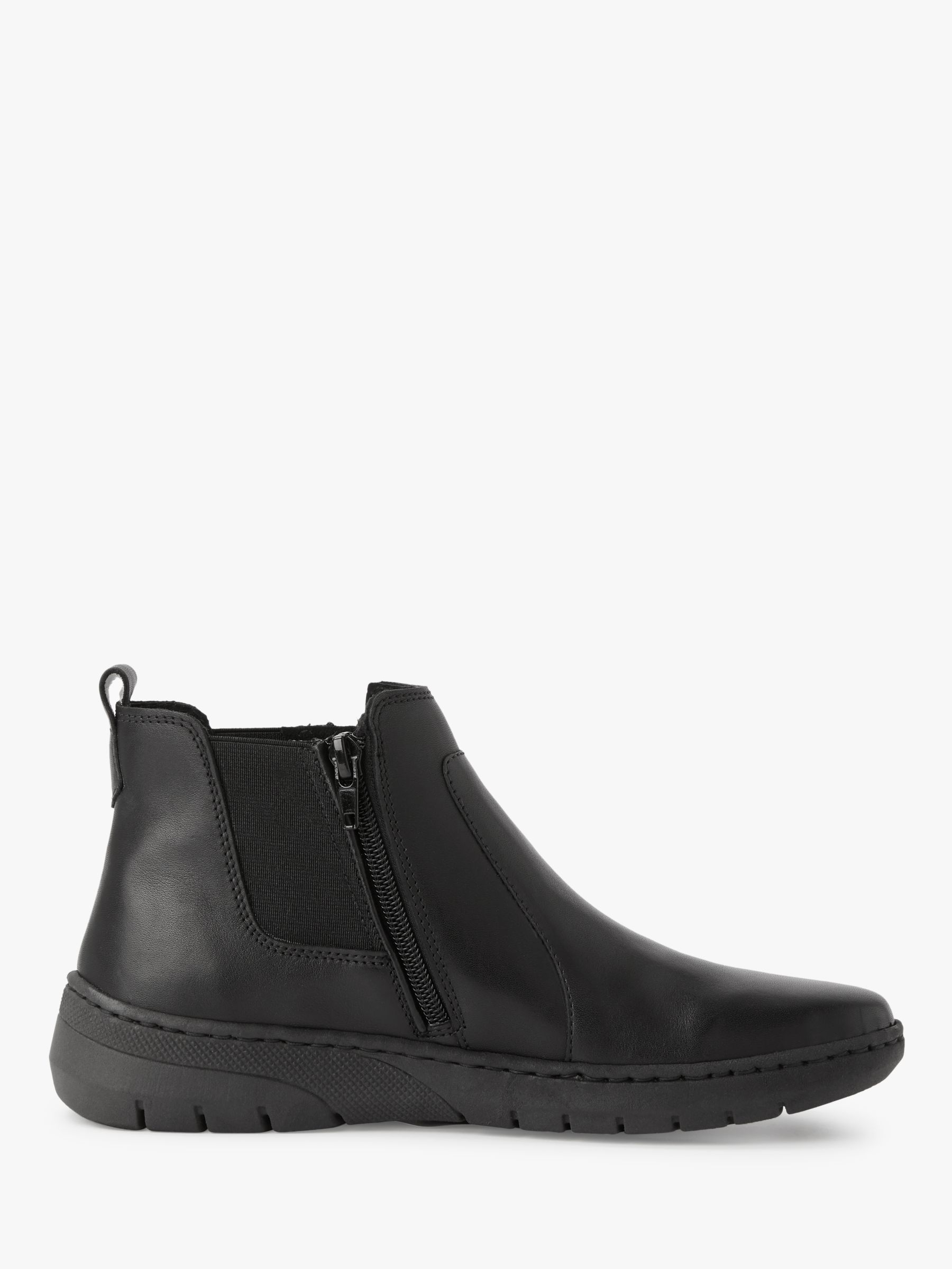 John Lewis Partners Designed For Comfort Yale Flat Ankle Boots Black Leather At John Lewis Partners