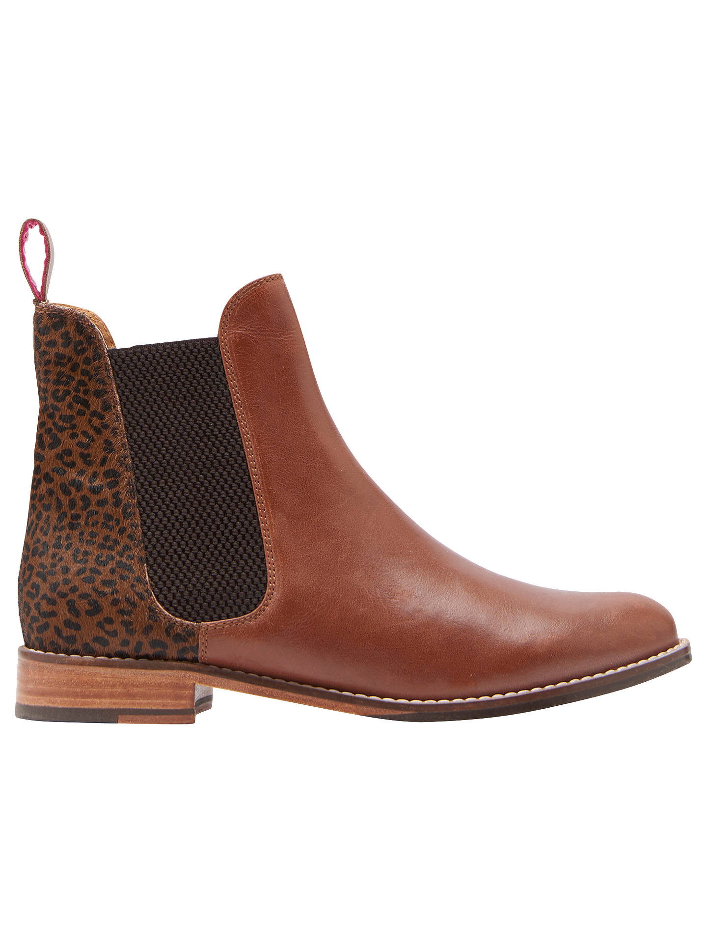 Joules Westbourne Leather Chelsea Boots, Brown/Leopard at John Lewis ...