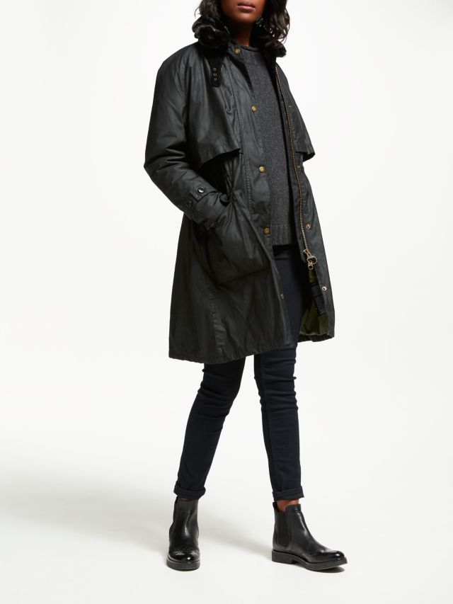 Barbour Floree Wax Coat Black 8