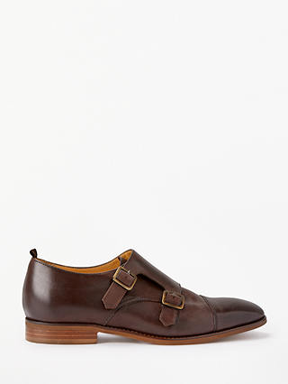 John Lewis & Partners Genny Monk Strap Shoes, Brown Leather