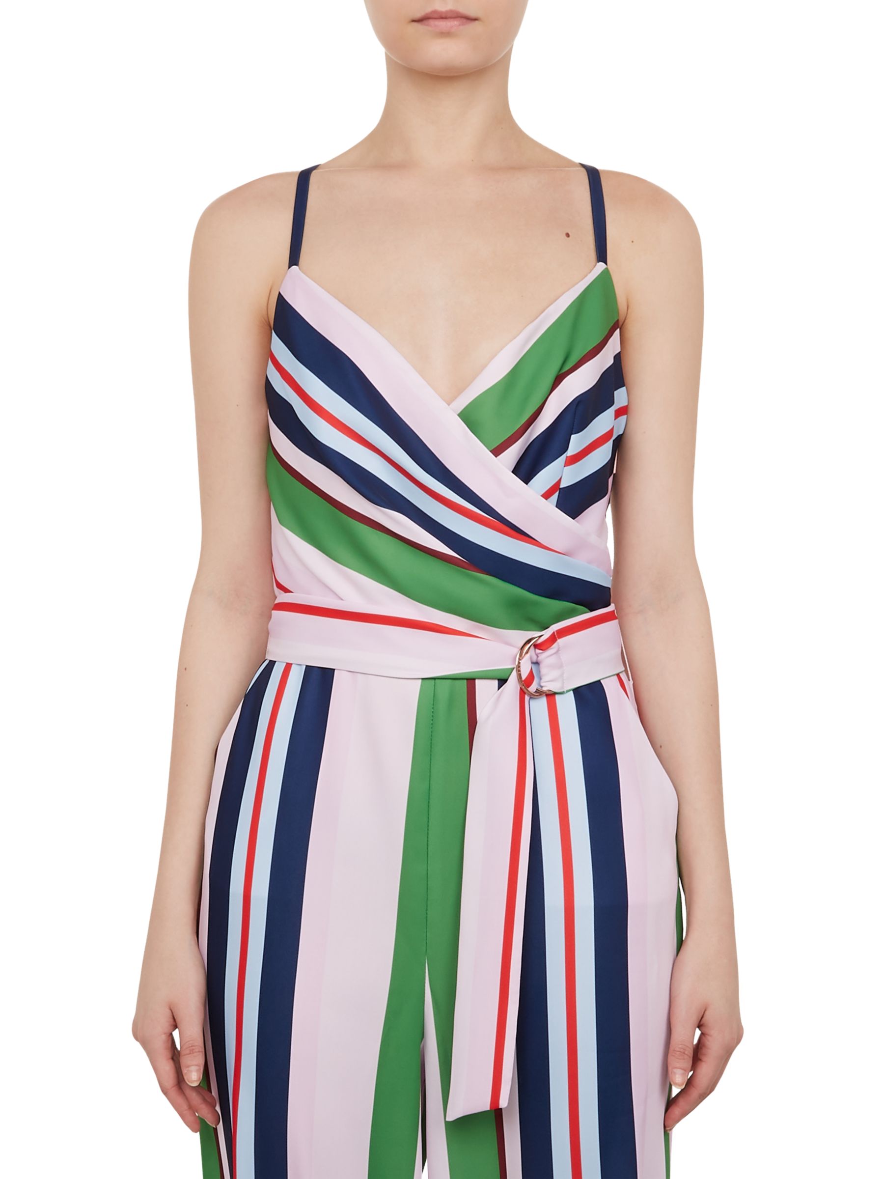 Ted Baker Canpala Bay of Honour Wide Stripe Wrap Neck Jumpsuit, Blush/Multi