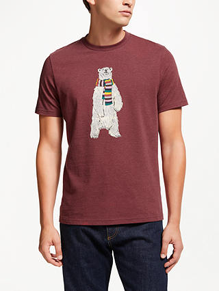 John Lewis & Partners Christmas Polar Bear T-Shirt, Wine