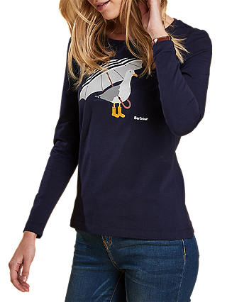 Barbour Sidmouth Gull Print Top, Navy