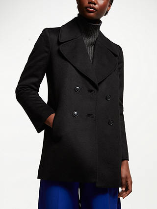 John Lewis & Partners Revere Collar Pea Coat, Black