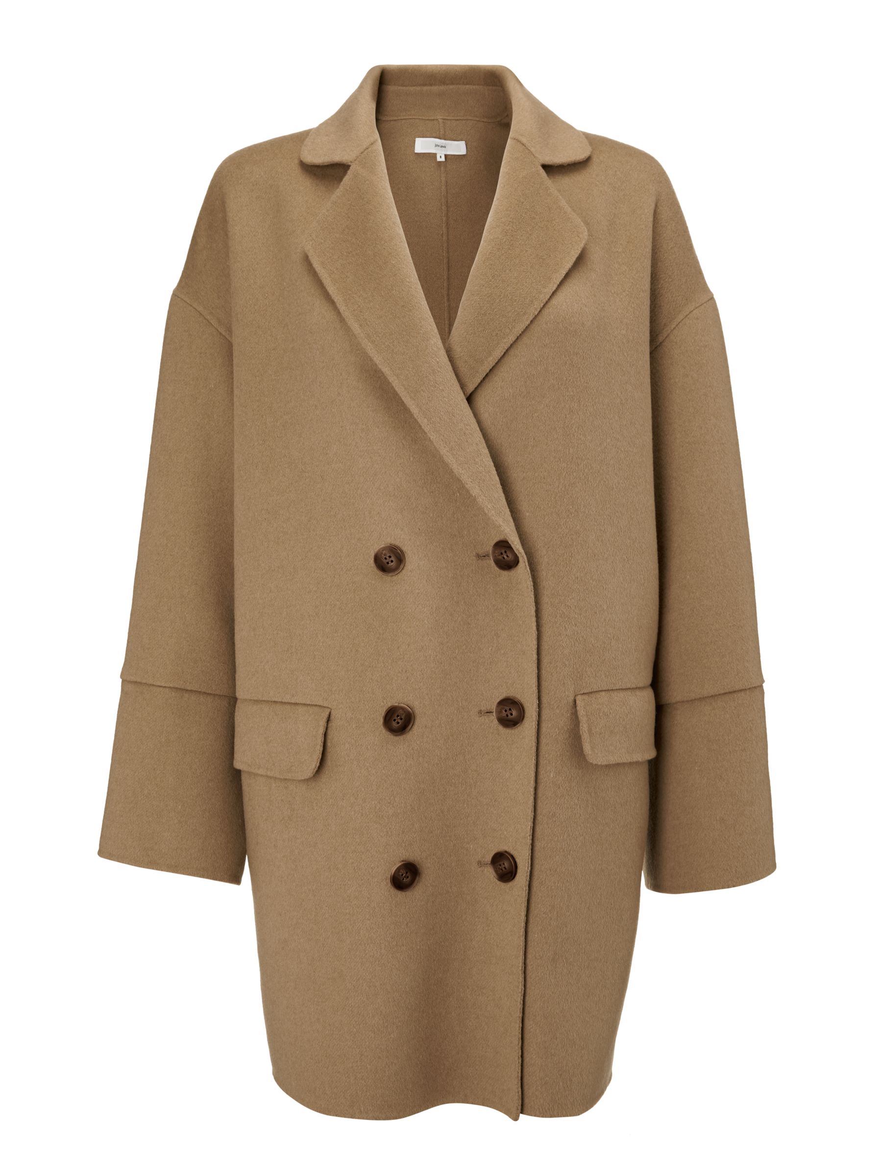 John Lewis & Partners Double Faced Double Breasted Jacket, Camel at ...