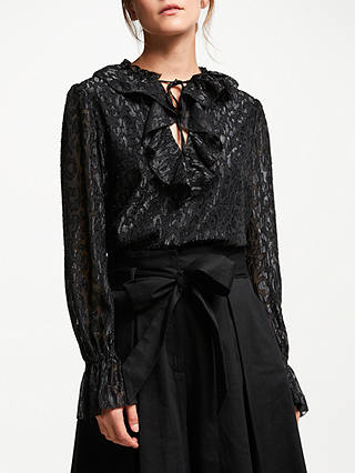 Somerset by Alice Temperley Frill Metallic Detail Blouse, Black