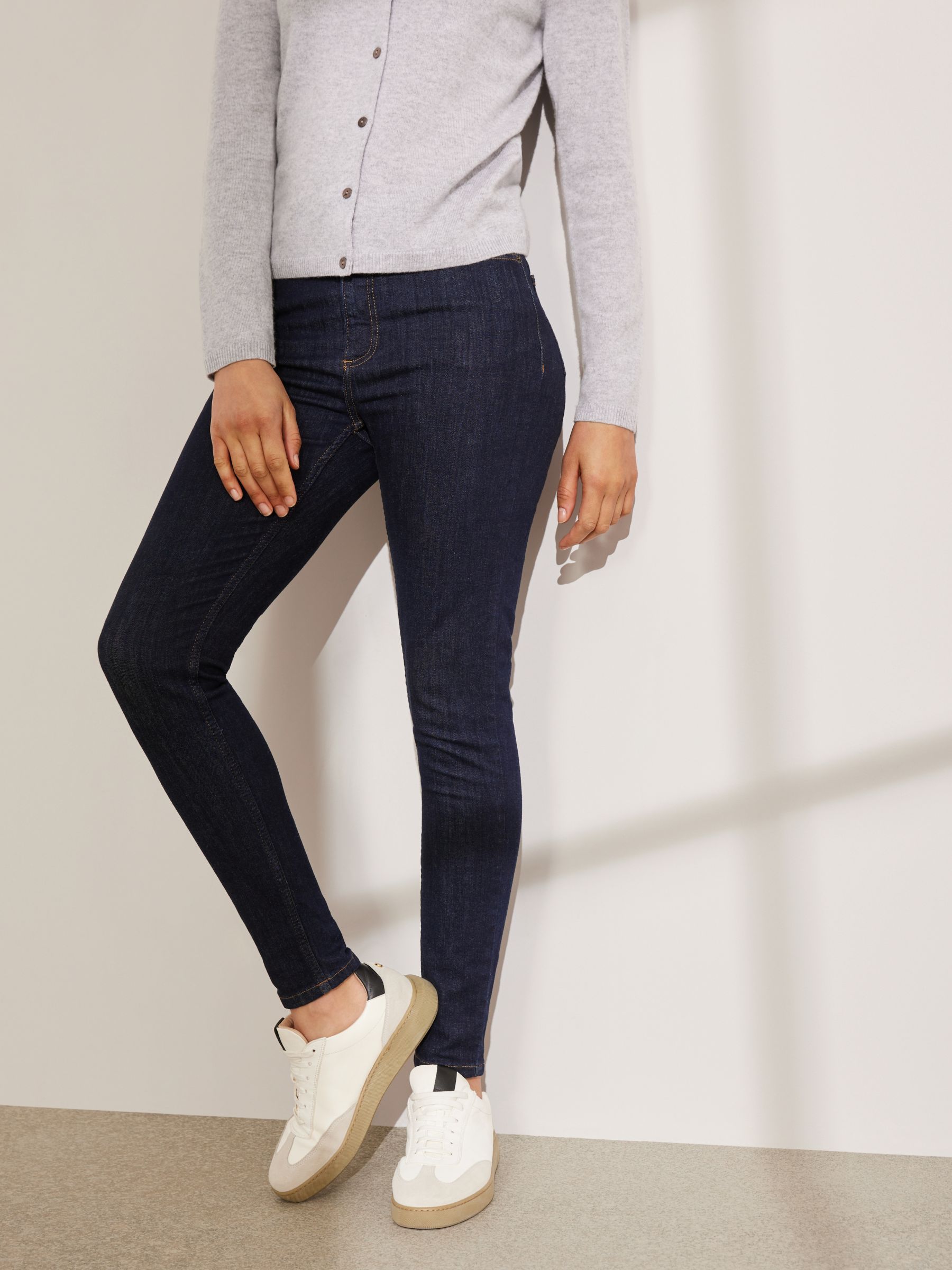 John Lewis & Partners Organic Cotton Rich Skinny Leg High Rise Jeans, Indigo