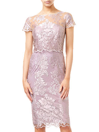 Adrianna Papell Metallic Embroidered Dress, Lily Rose Pink