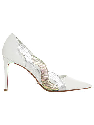 Dune Brylai Stiletto Heel Court Shoes, White Leather