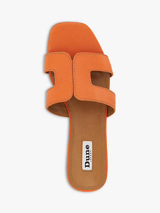 Dune Loupe Leather Flat Slider Sandals, Orange