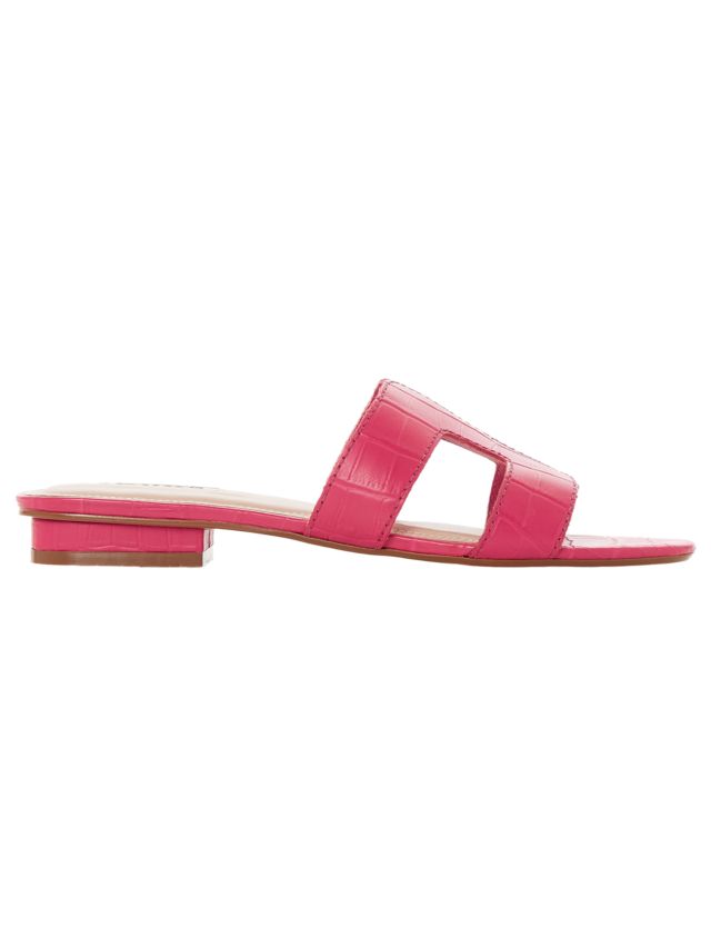 Dune Loupe Flat Slider Sandals Pink Reptile 3