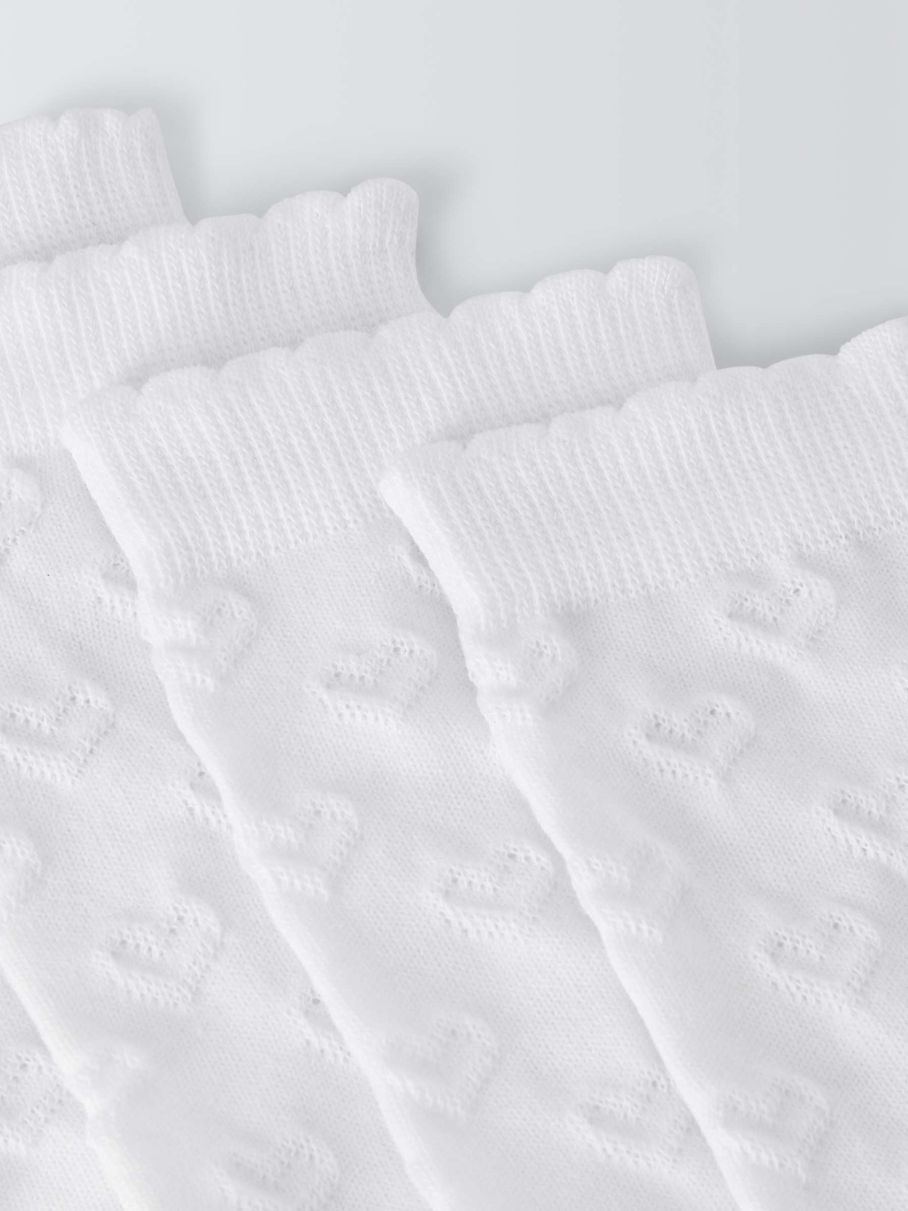 Buy John Lewis Kids' Raised Heart Socks, Pack of 5, White Online at johnlewis.com