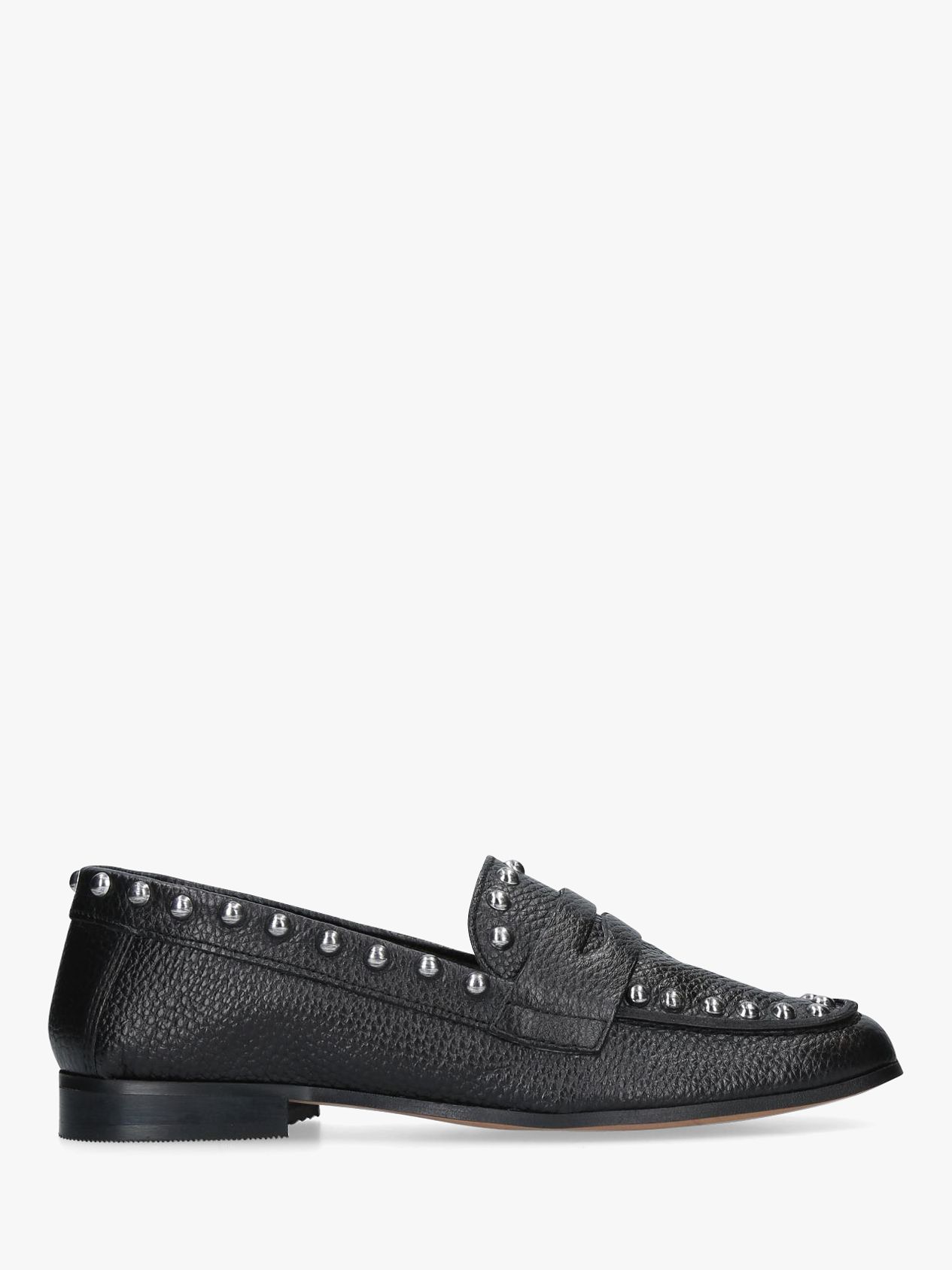 Carvela Lowry Studded Moccasins, Black Leather at John Lewis & Partners