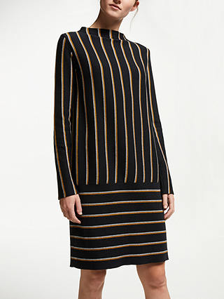ARMEDANGELS Keoni Vertical Stripe Dress, Black/Gold