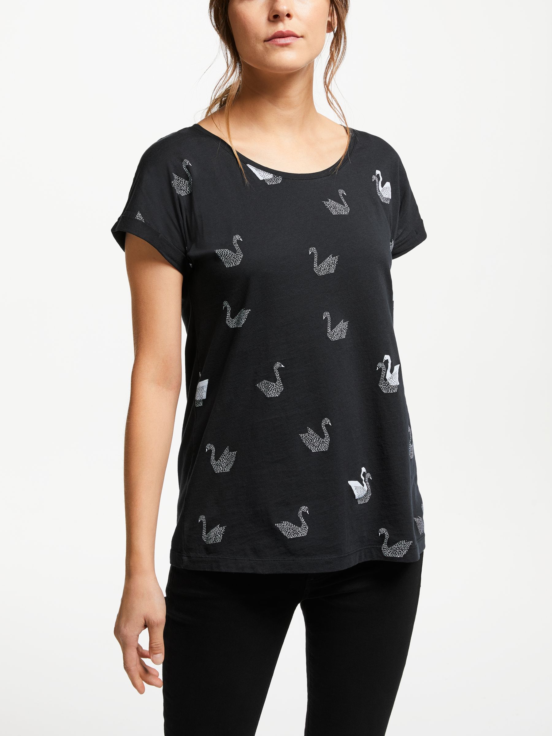 ARMEDANGELS Liv Organic Cotton Swans T-Shirt, Black