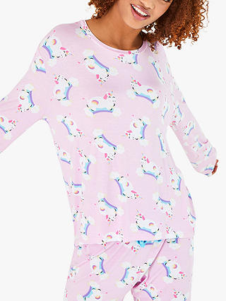 Chelsea Peers Rainbow Unicorns Pyjama Set, Pink